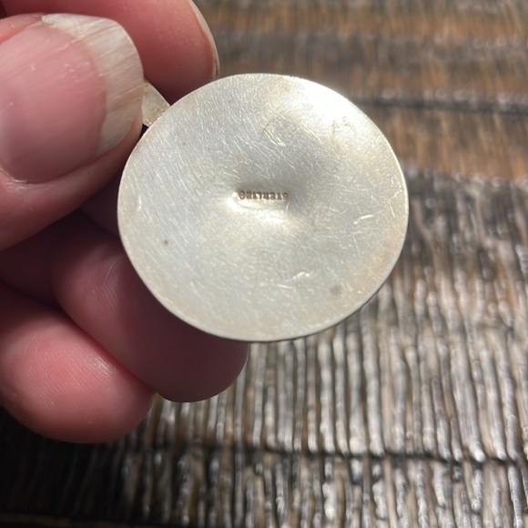 vintage Sterling Silver Concho Pendant with turquoise stone - Picture 5 of 5